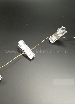 Silberdraht Lichterkette 10M mit 100 Mini-LEDs, Foto-Clip mit 20 abnehmbaren Haken, Strombetrieben, Warm Licht