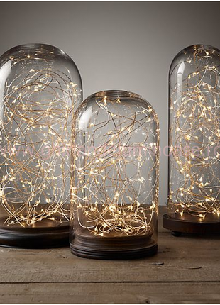 Silberdraht Lichterkette 5M mit 50 Mini-LEDs, 10 Haken und Batteriebetrieb