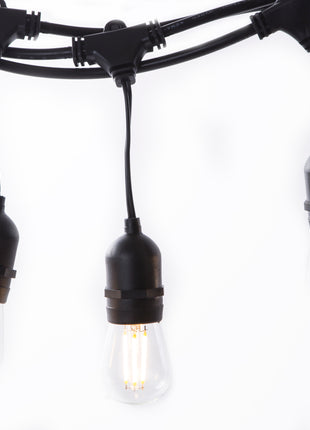 Lichterkette 10M mit Pendel mit 20 Birnen-LEDs, E27, 4W, Schwarzes Kabel, Verbindbar 120M, für Außen