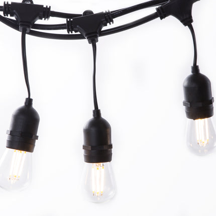 Lichterkette 10M mit Pendel mit 20 Birnen-LEDs, E27, 4W, Schwarzes Kabel, Verbindbar 120M, für Außen