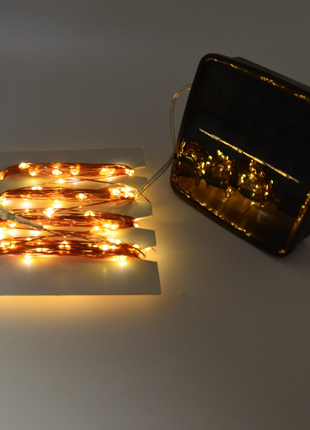 Solar Lichterkette 20M mit 200 Mini-LEDs Kupferdraht, 8 Programmen, Warm Licht, für Außen