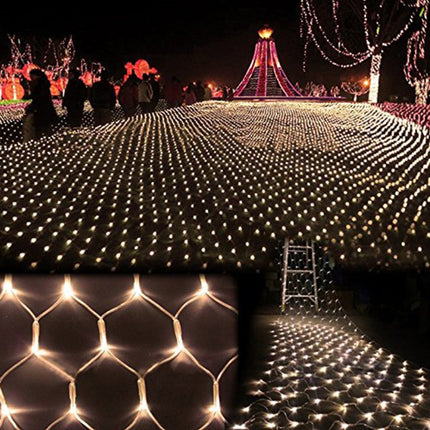 Lichternetz 1,5M × 1,5M mit 120 LEDs, Durchsichtig Kabel, Warm Licht, Verbindbar 4,5M, für Außen