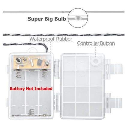 Silberdraht Lichterkette 5M mit 50 LEDs RGB, 13 Farben mit Fernbedienung und Batteriebetrieb, Warm Licht, für Außen