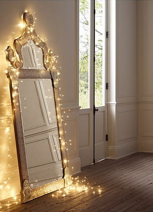 Silberdraht Lichterkette 5M mit 50 Mini-LEDs, 10 Haken und Batteriebetrieb