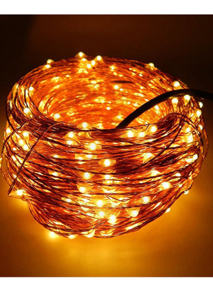 Kupfer Drahtlichterkette 20M mit 200 Mini-LEDs mit Transformator, Warm Licht, für Außen