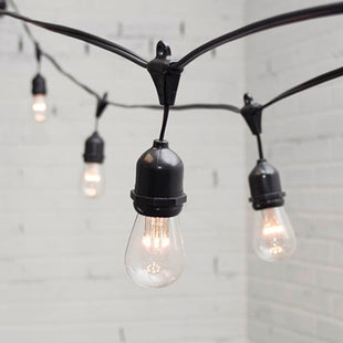 Lichterkette mit Pendel 10M mit 20 Birnen mit 9 LEDs, E27, 1W, Kunststoff, Schwarzes Kabel, Verbindbar 500M, für Außen