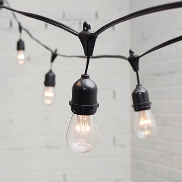 Lichterkette mit Pendel 10M mit 20 Birnen mit 9 LEDs, E27, 1W, Kunststoff, Schwarzes Kabel, Verbindbar 500M, für Außen