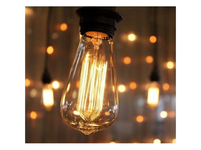 Lichterkette 5M mit 10 Große Filament Glühbirnen, E27, 25W, Dimmbar, Weißes Kabel, Warm Licht, Verbindbar 40M, für Außen