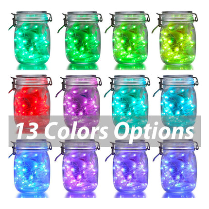 Silberdraht Lichterkette 5M mit 50 LEDs RGB, 13 Farben mit Fernbedienung und Batteriebetrieb, Warm Licht, für Außen
