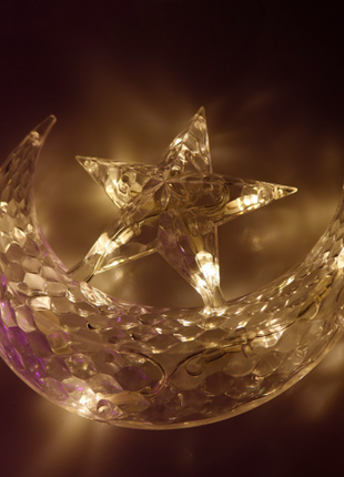 Lichtervorhang 2,5M mit 12 Hängelichter Mond und Sterne mit 138 LEDs, 8 Programmen, Durchsichtig Kabel, Verbindbar 12M, für Außen