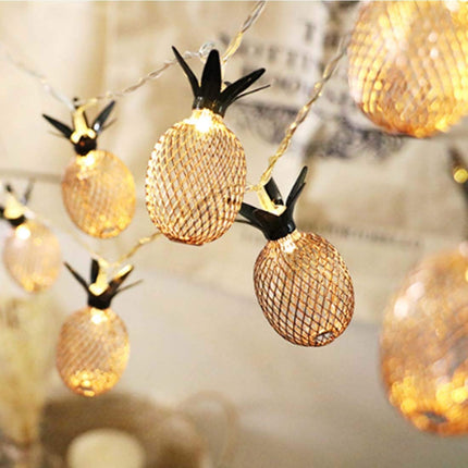 Dekorative Lichterkette 4M mit 20 Golden Förmchen Ananas mit LEDs, Warm Licht, Batteriebetrieben