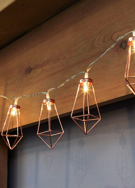 Dekorative Lichterkette 4M mit 20 Kupfer Diamant mit LED, Warm Licht, Batteriebetrieb