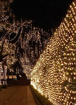 Lichternetz 2M × 2M, 204 LEDs, mit 8 Programmen, Durchsichtig Kabel, Warm Licht, Verbindbar 8M, für Außen