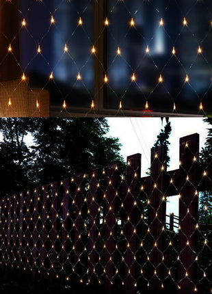 Lichternetz 3M × 2M mit 192 Premium-LEDs, Durchsichtig Kabel, Warm Licht, Verbindbar 15M, für Außen