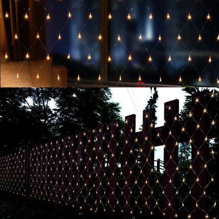 Lichternetz 3M x 2M mit 192 LEDs, Durchsichtig Kabel, Warm Licht, Verbindbar 9M, für Außen