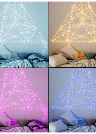 Silberdraht Lichterkette 5M mit 50 LEDs RGB, 13 Farben mit Fernbedienung und Batteriebetrieb, Warm Licht, für Außen