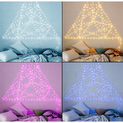 Silberdraht Lichterkette 5M mit 50 LEDs RGB, 13 Farben mit Fernbedienung und Batteriebetrieb, Warm Licht, für Außen