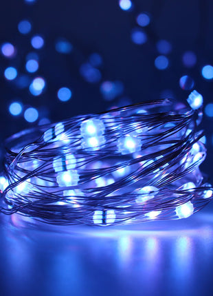 Silberdraht Lichterkette 10M mit 100 Mehrfarbige-LEDs,16 Farben LEDs, Warm Licht, mit USB-Kabel und Fernbedienung