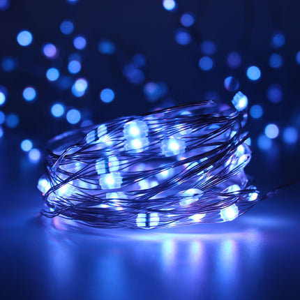 Silberdraht Lichterkette 10M mit 100 Mehrfarbige-LEDs,16 Farben LEDs, Warm Licht, mit USB-Kabel und Fernbedienung