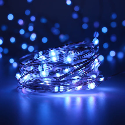 Silberdraht Lichterkette 10M mit 100 Mehrfarbige-LEDs,16 Farben LEDs, Warm Licht, mit USB-Kabel und Fernbedienung