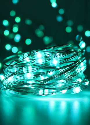 Silberdraht Lichterkette 10M mit 100 Mehrfarbige-LEDs,16 Farben LEDs, Warm Licht, mit USB-Kabel und Fernbedienung