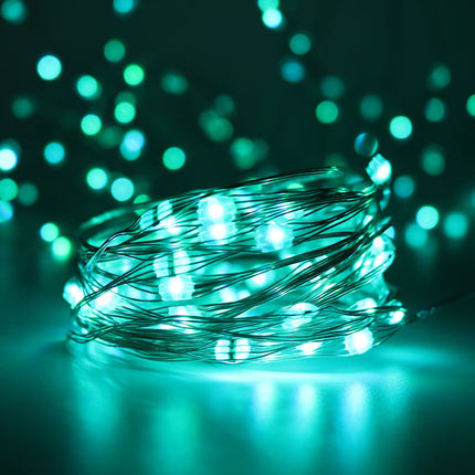 Silberdraht Lichterkette 10M mit 100 Mehrfarbige-LEDs,16 Farben LEDs, Warm Licht, mit USB-Kabel und Fernbedienung