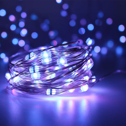 Silberdraht Lichterkette 10M mit 100 Mehrfarbige-LEDs,16 Farben LEDs, Warm Licht, mit USB-Kabel und Fernbedienung
