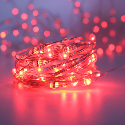 Silberdraht Lichterkette 10M mit 100 Mehrfarbige-LEDs,16 Farben LEDs, Warm Licht, mit USB-Kabel und Fernbedienung