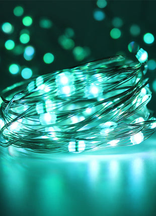 Silberdraht Lichterkette 10M mit 100 Mehrfarbige-LEDs,16 Farben LEDs, Warm Licht, mit USB-Kabel und Fernbedienung