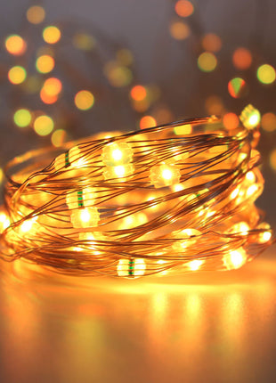 Silberdraht Lichterkette 10M mit 100 Mehrfarbige-LEDs,16 Farben LEDs, Warm Licht, mit USB-Kabel und Fernbedienung