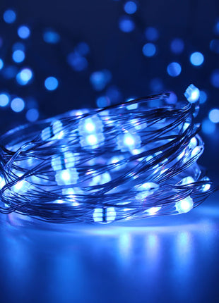 Silberdraht Lichterkette 10M mit 100 Mehrfarbige-LEDs,16 Farben LEDs, Warm Licht, mit USB-Kabel und Fernbedienung