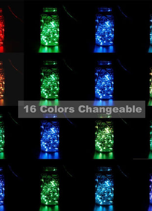 Silberdraht Lichterkette 10M mit 100 Mehrfarbige-LEDs,16 Farben LEDs, Warm Licht, mit USB-Kabel und Fernbedienung