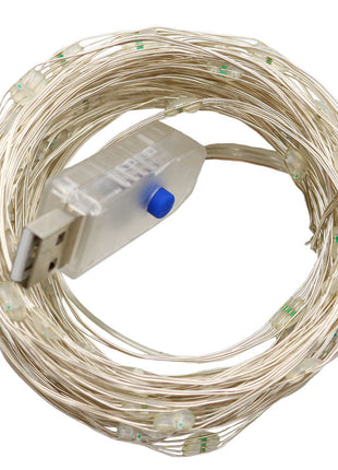 Silberdraht Lichterkette 10M mit 100 Mehrfarbige-LEDs,16 Farben LEDs, Warm Licht, mit USB-Kabel und Fernbedienung
