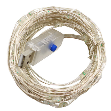 Silberdraht Lichterkette 10M mit 100 Mehrfarbige-LEDs,16 Farben LEDs, Warm Licht, mit USB-Kabel und Fernbedienung