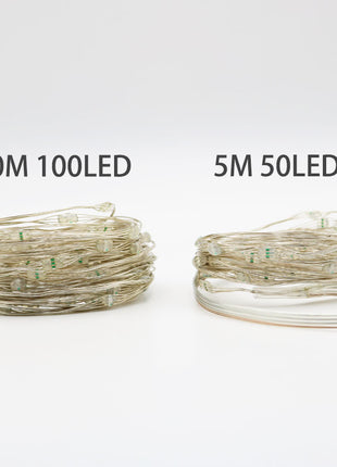 Silberdraht Lichterkette 10M mit 100 Mehrfarbige-LEDs,16 Farben LEDs, Warm Licht, mit USB-Kabel und Fernbedienung