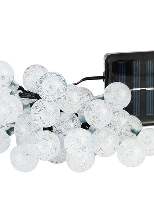 Bunte Solar Lichterkette 3M mit 20 Kugeln-LEDs mit Dunkelgrün Kabel, Warm Licht, für Außen