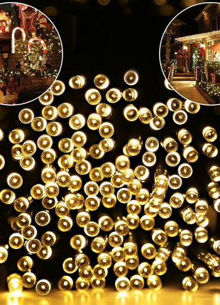 Solar Lichterkette 48M mit 800 LEDs, 8 Programmen, Schwarzes Kabel, Warm Licht, für Außen