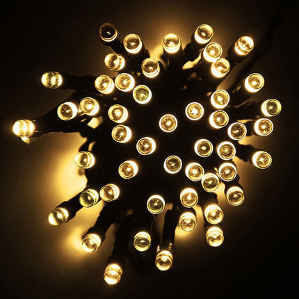 Solar Lichterkette 20M mit 200 LEDs, 8 Programmen, Schwarzes Kabel, Warm Licht, für Außen
