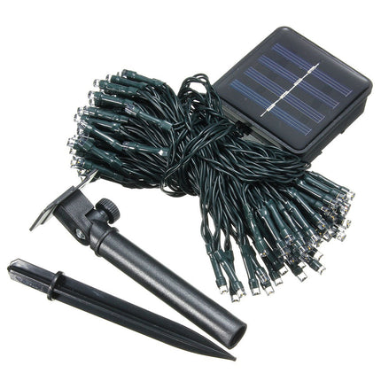 Solar Lichterkette 20M mit 200 LEDs, 8 Programmen, Schwarzes Kabel, Warm Licht, für Außen