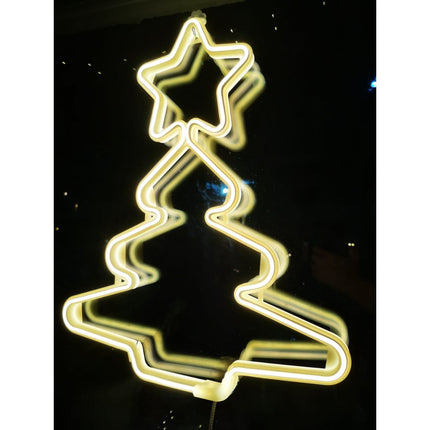 Dekorative Neon Tannen Lampe mit Stern, Warm Licht, Strombetrieben
