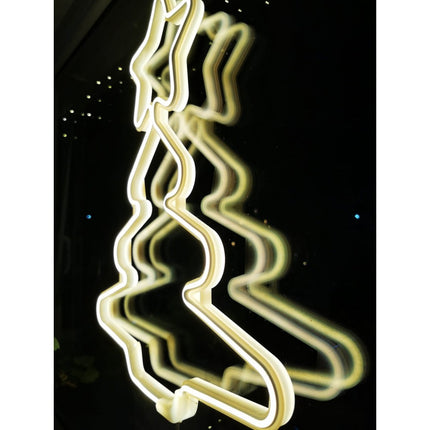 Dekorative Neon Tannen Lampe mit Stern, Warm Licht, Strombetrieben