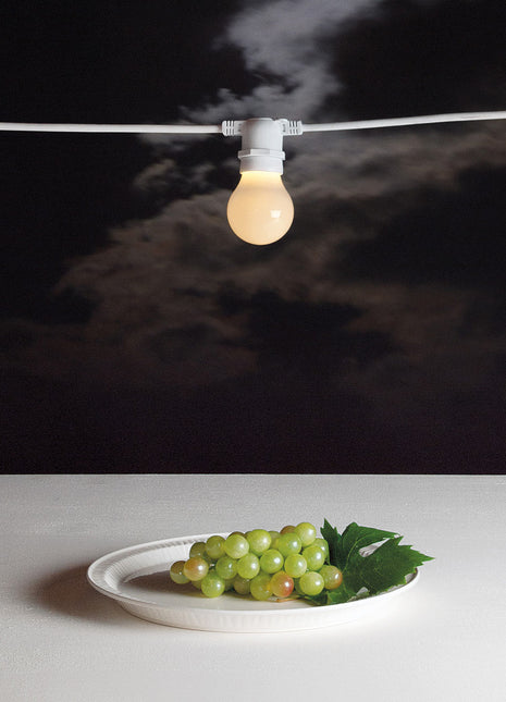 Lichterkette 5M mit 10 Mattweiß LED-Birnen A60, E27, 3W, Kunststoff, Dimmbar, Weißes Kabel, Verbindbar 330M, für Außen