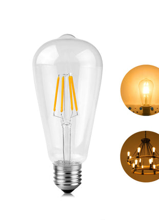 LED Leuchtmittel mit 4 Filament ST64, E27, 4W, Glas, Warm Licht, für Außen
