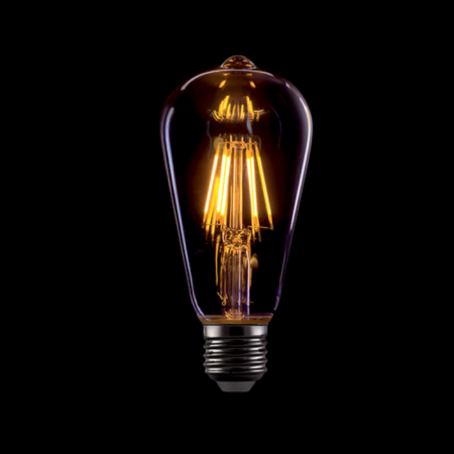 Leuchtmittel mit 8 LEDs Filament ST64, E27, 8W, Glas, Warm Licht, für Außen
