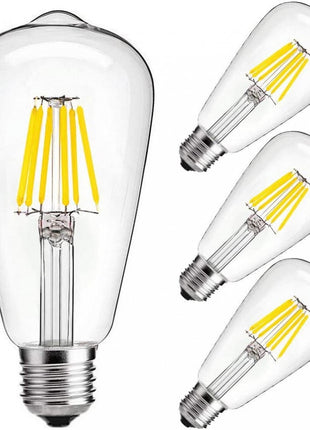 Leuchtmittel mit 6 LEDs Filament ST64, E27, 6W, Glas, Dimmbar, Warm Licht, für Außen