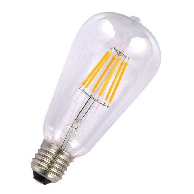 Leuchtmittel mit 6 LEDs Filament ST64, E27, 6W, Glas, Dimmbar, Warm Licht, für Außen