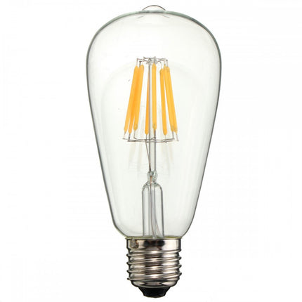Leuchtmittel mit 8 LEDs Filament ST64, E27, 8W, Glas, Warm Licht, für Außen