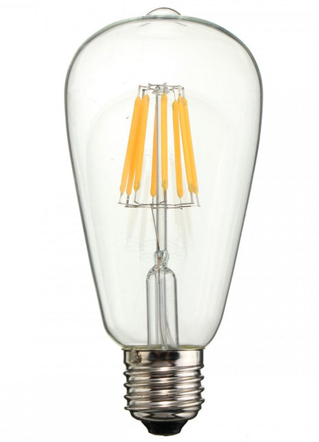Leuchtmittel mit 8 LEDs Filament ST64, E27, 8W, Glas, Warm Licht, für Außen