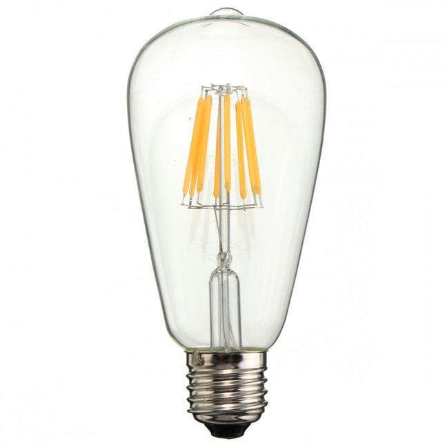 Leuchtmittel mit 8 LEDs Filament ST64, E27, 8W, Glas, Warm Licht, für Außen