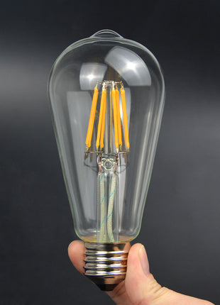 Leuchtmittel mit 8 LEDs Filament ST64, E27, 8W, Glas, Warm Licht, für Außen